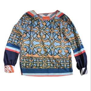 Clover Canyon Mixed Print Top long sleeve open back XS